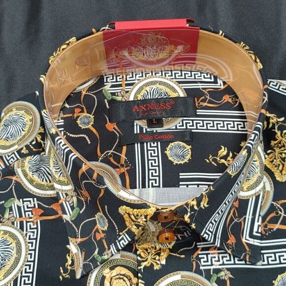 AXXESS MEN'S LONG SLEEVE FINE COTTON BUTTON CUFF SHIRT. - Picture 2 of 5